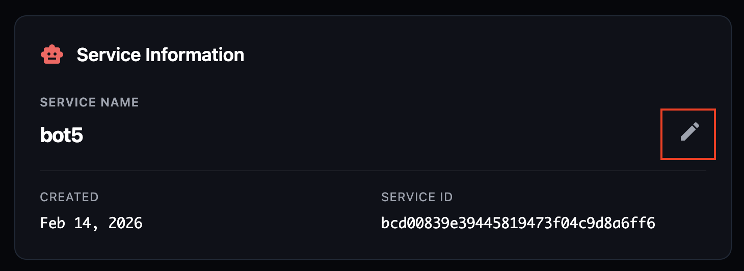 Edit bot name modal dialog